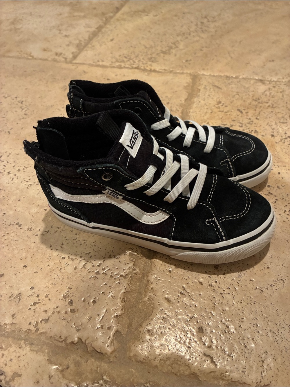 Vans Kids Black & White Mid-Top Skate Sneakers